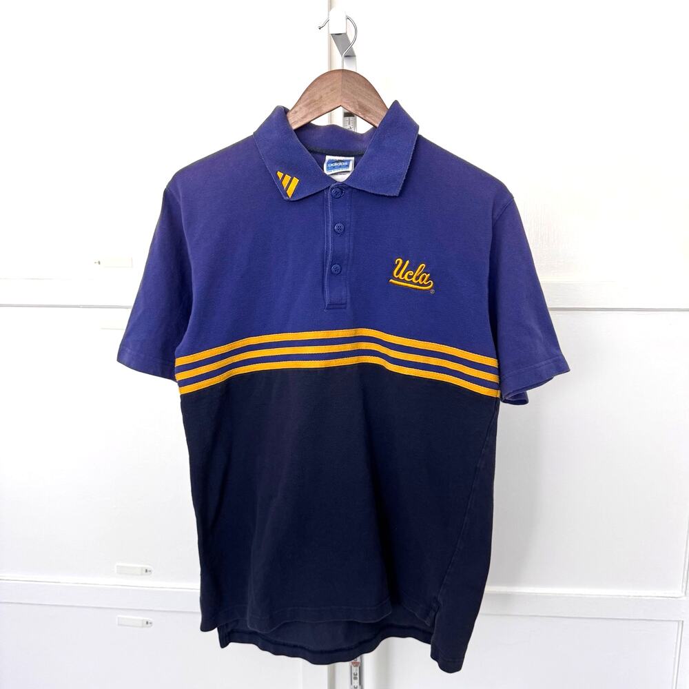 vintage adidas ucla polo shirt blue yellow size s oversized